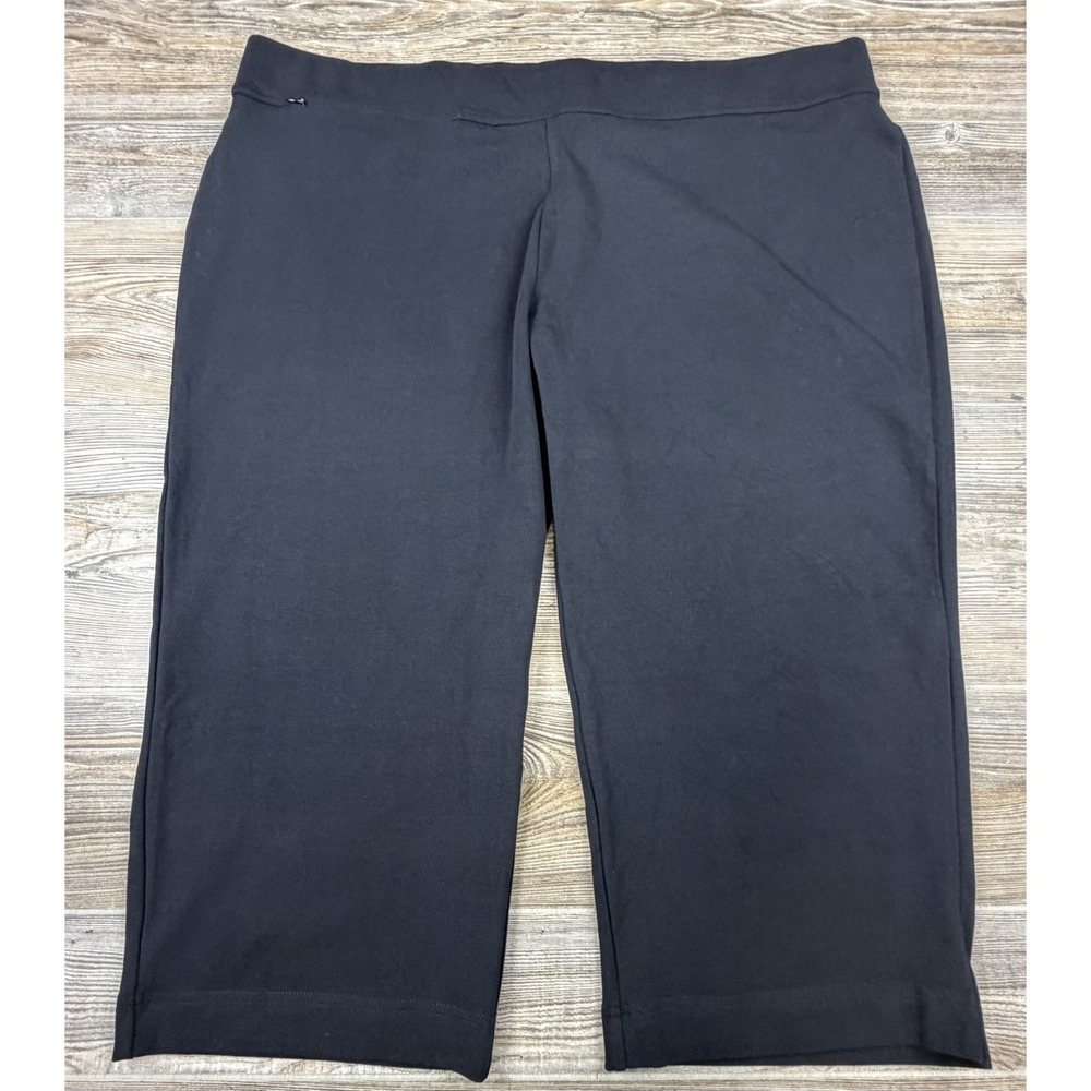 Lands' End Women's 3X Black Starfish Crop Pants Straight Pull On Wide Leg